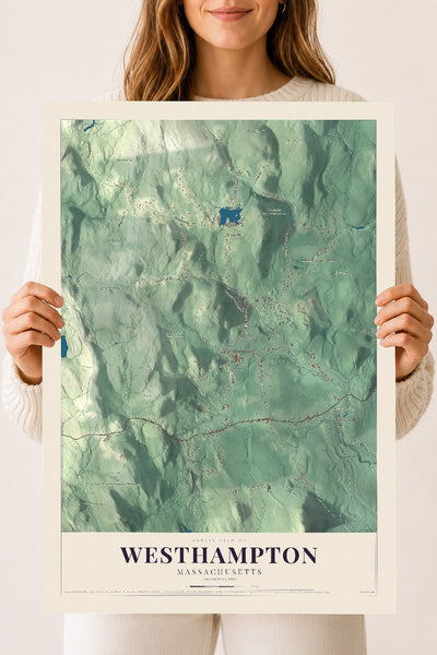 Westhampton, Massachusetts map print - 18 x 24 archival matte print