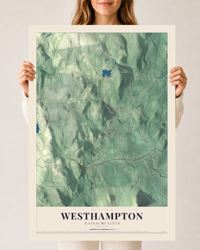 Westhampton, Massachusetts map print - 24 x 36 archival matte print