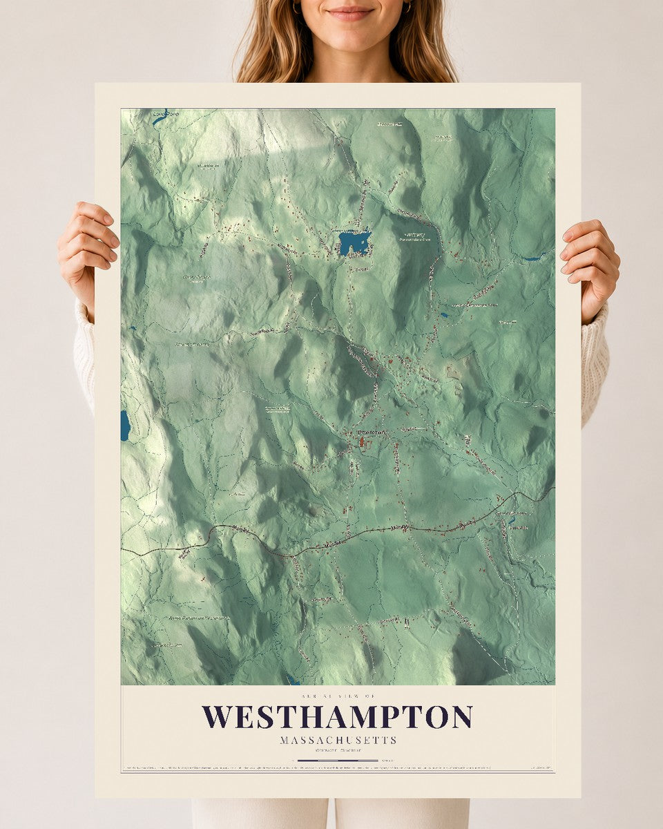 Westhampton, Massachusetts map print - 24 x 36 archival matte print