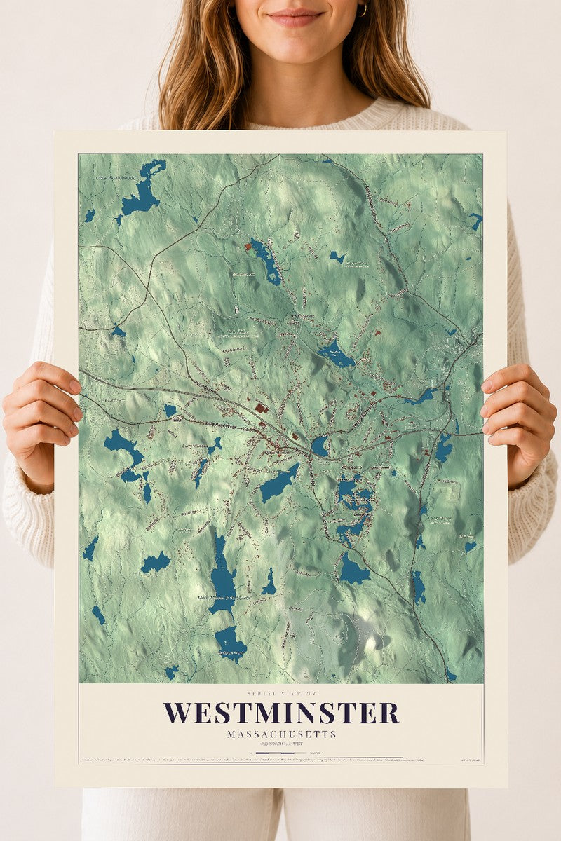 Westminster, Massachusetts map print - 18 x 24 archival matte print