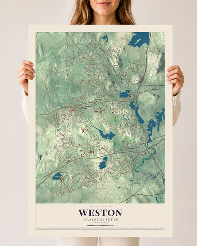 Weston, Massachusetts map print - 24 x 36 archival matte print