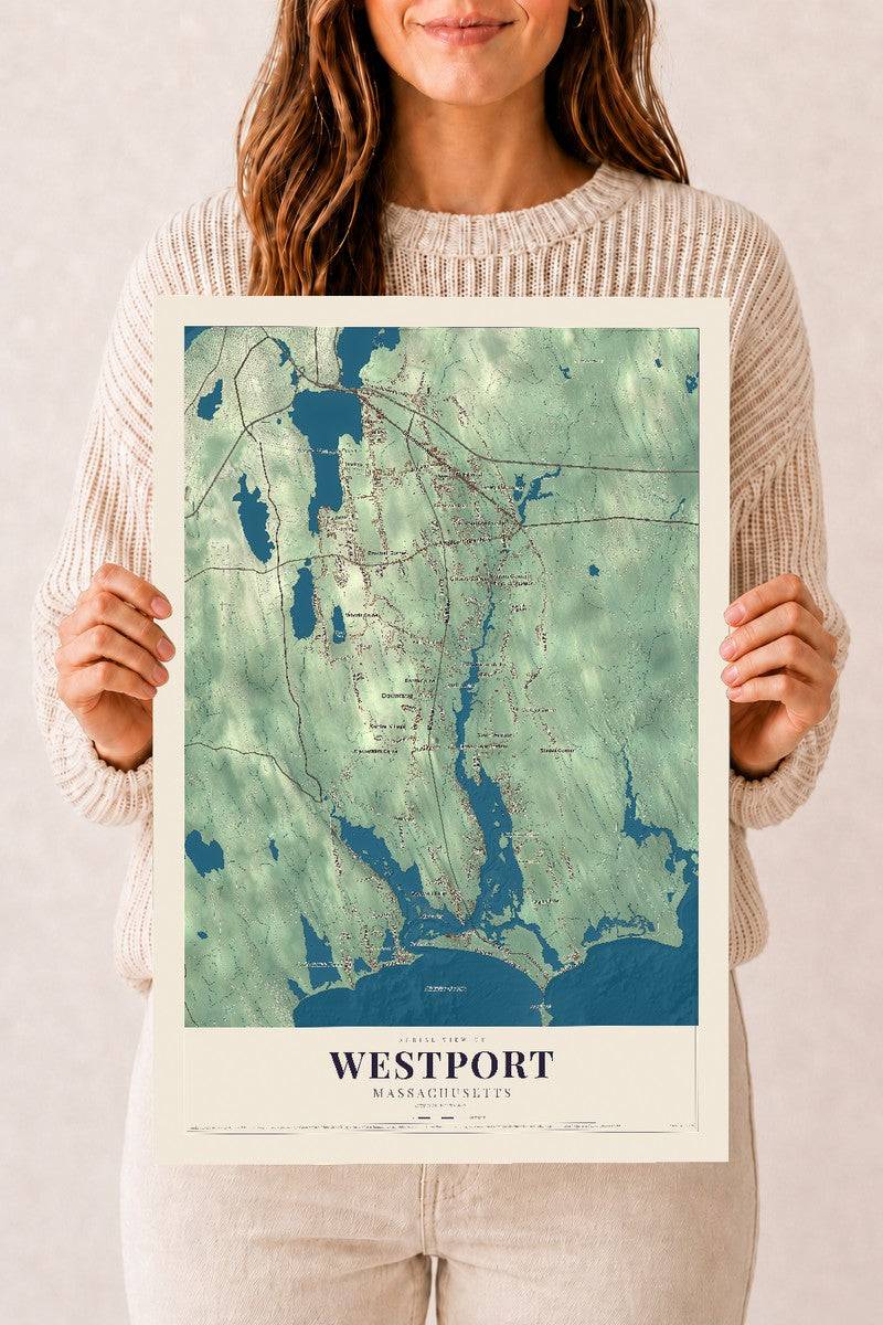Westport, Massachusetts map print - 12 x 18 archival matte print