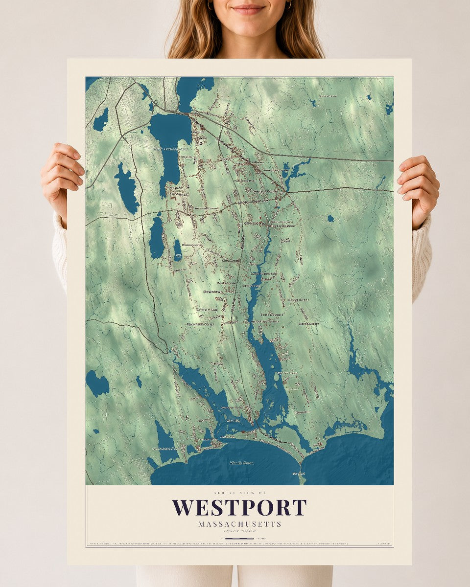 Westport, Massachusetts map print - 24 x 36 archival matte print