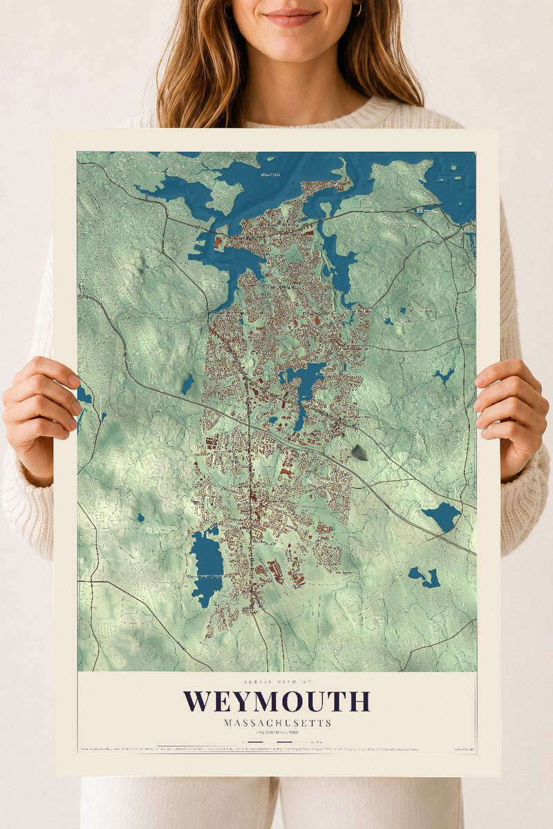 Weymouth, Massachusetts map print - 18 x 24 archival matte print