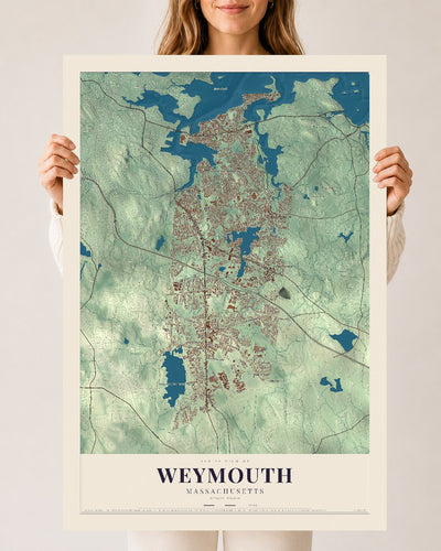 Weymouth, Massachusetts map print - 24 x 36 archival matte print