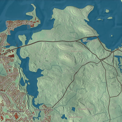 Terrain and local geography detail from the Weymouth, Massachusetts map
