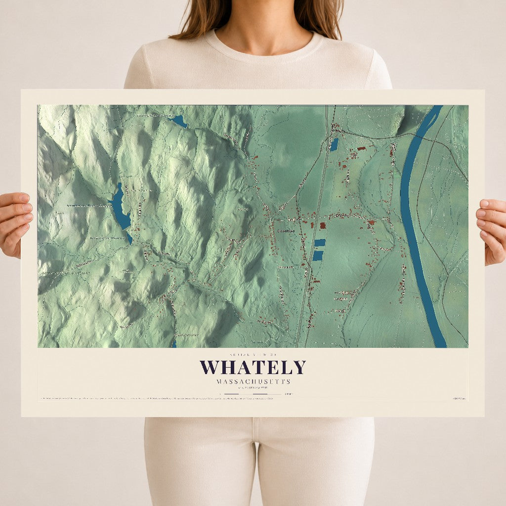 Whately, Massachusetts map print - 18 x 24 archival matte print