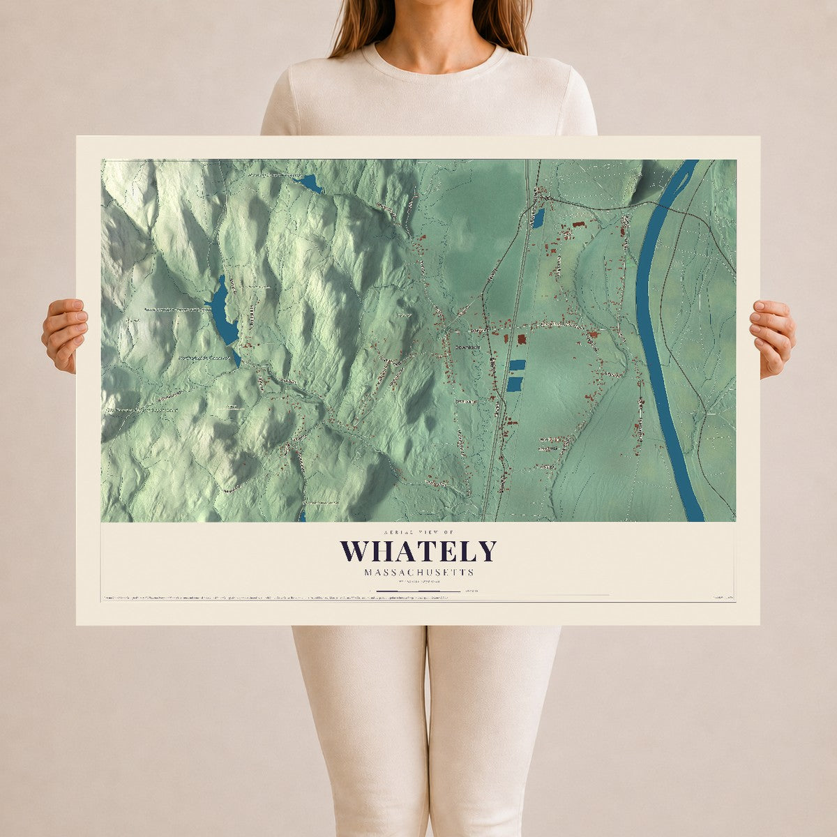 Whately, Massachusetts map print - 24 x 36 archival matte print