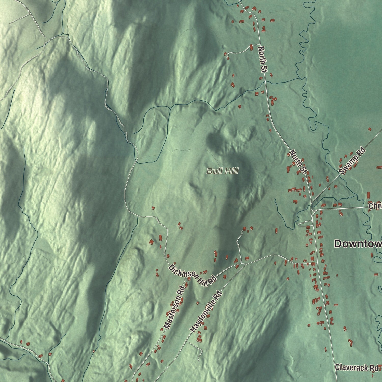 Terrain and local geography detail from the Whately, Massachusetts map