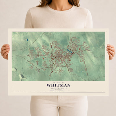 Whitman, Massachusetts map print - 12 x 18 archival matte print