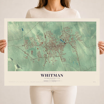 Whitman, Massachusetts map print - 18 x 24 archival matte print
