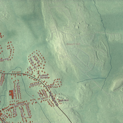 Terrain and local geography detail from the Whitman, Massachusetts map