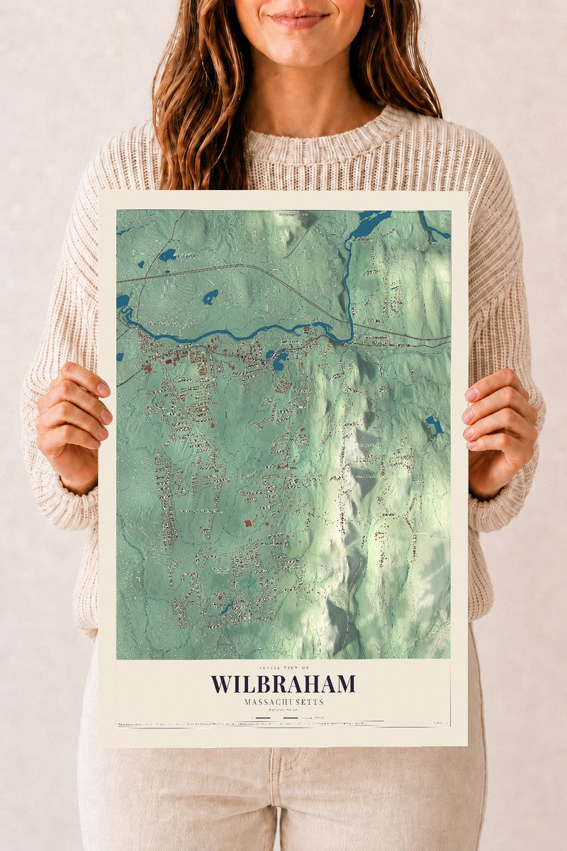 Wilbraham, Massachusetts map print - 12 x 18 archival matte print