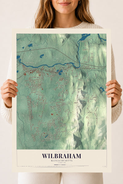 Wilbraham, Massachusetts map print - 18 x 24 archival matte print