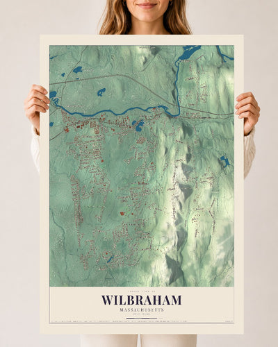 Wilbraham, Massachusetts map print - 24 x 36 archival matte print
