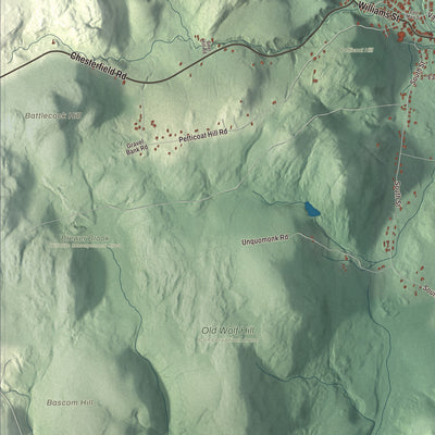 Terrain and local geography detail from the Williamsburg, Massachusetts map