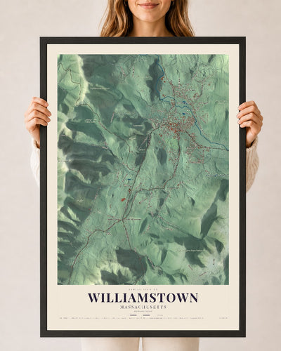 Williamstown, Massachusetts map print - 24 x 36 black Ayous wood frame