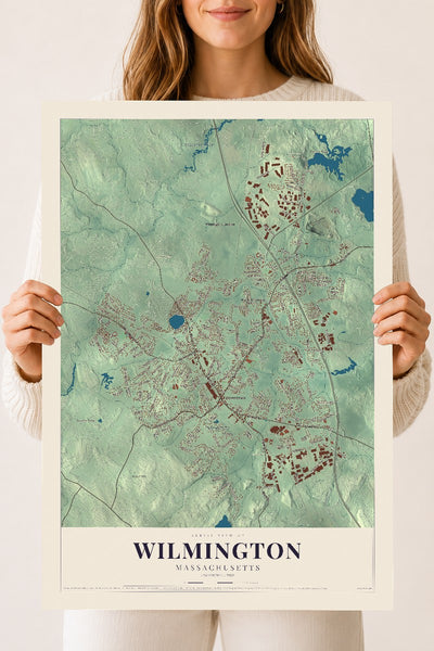 Wilmington, Massachusetts map print - 18 x 24 archival matte print