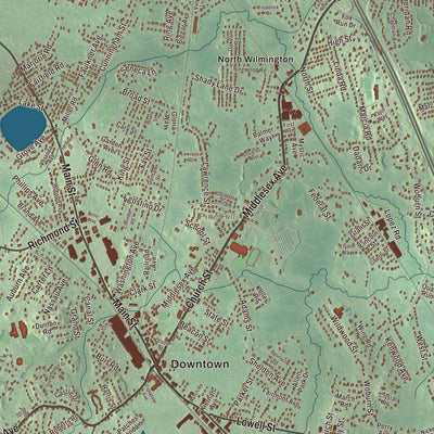 Terrain and local geography detail from the Wilmington, Massachusetts map