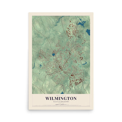 Map of Wilmington, Massachusetts, 12 x 18 inch unframed archival matte print