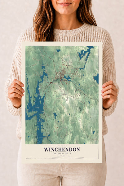 Winchendon, Massachusetts map print - 12 x 18 archival matte print