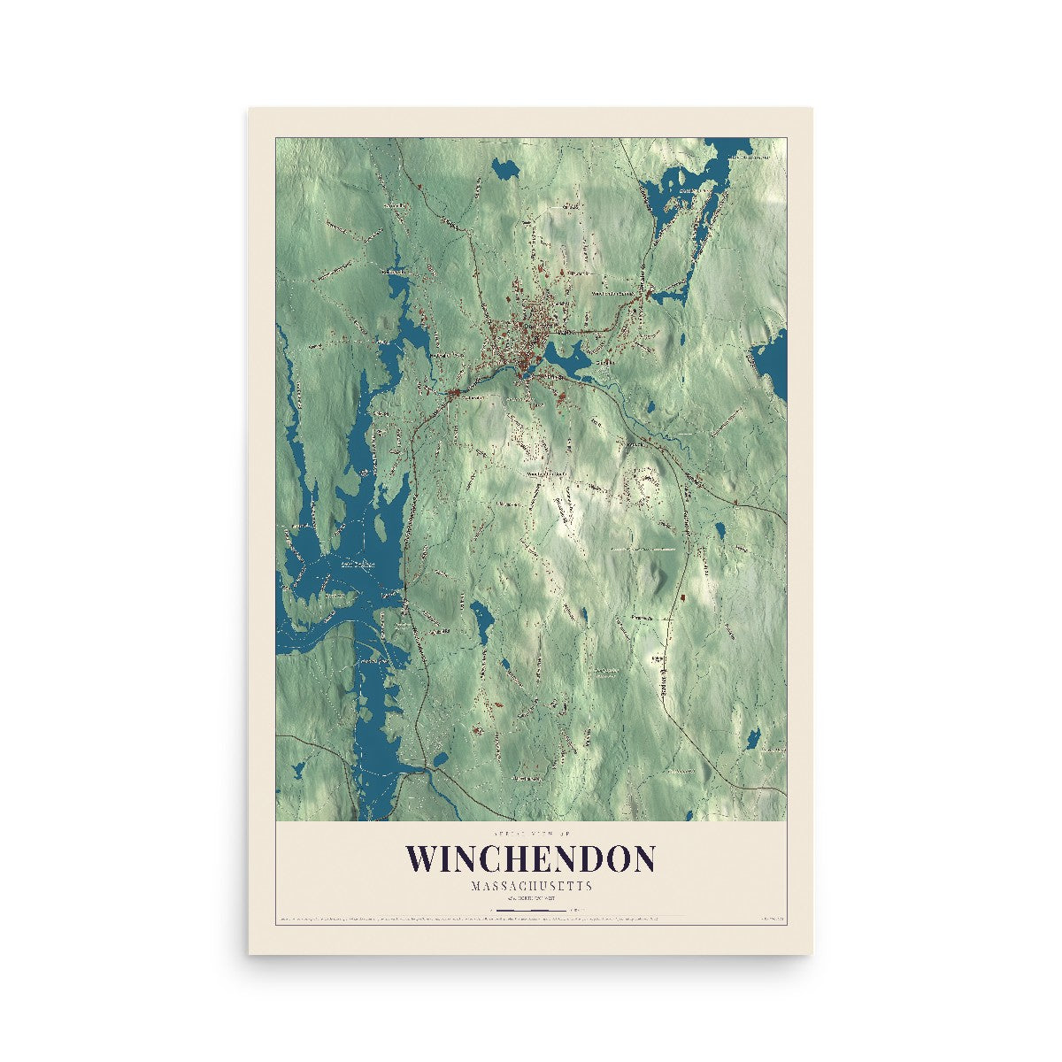 Winchendon, Massachusetts map print - 12 x 18 archival matte print