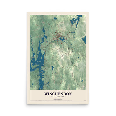 Winchendon, Massachusetts map print - 12 x 18 archival matte print
