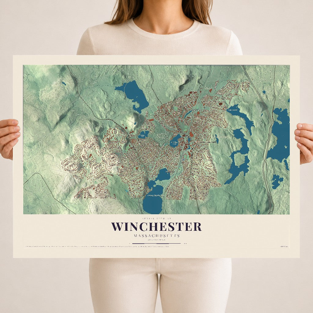 Winchester, Massachusetts map print - 18 x 24 archival matte print