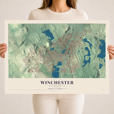 Winchester, Massachusetts map print - 18 x 24 archival matte print