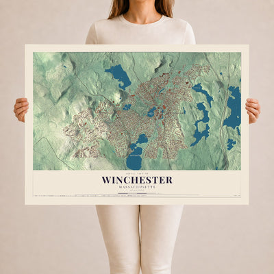 Winchester, Massachusetts map print - 24 x 36 archival matte print