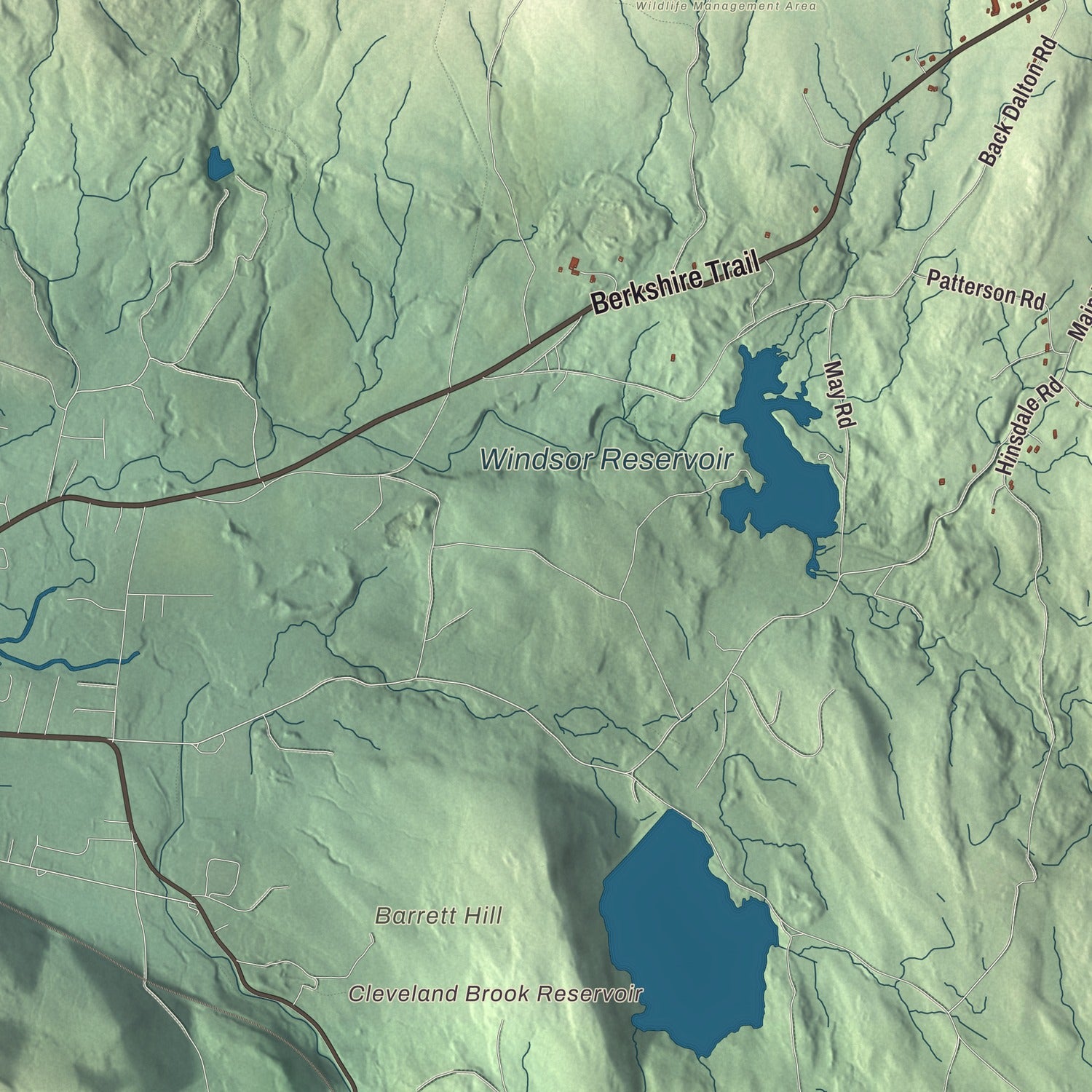 Terrain and local geography detail from the Windsor, Massachusetts map