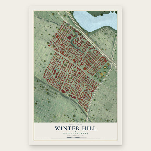 Winter Hill, Massachusetts map print, the full design