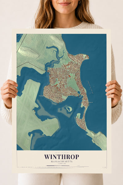 Winthrop, Massachusetts map print - 18 x 24 archival matte print