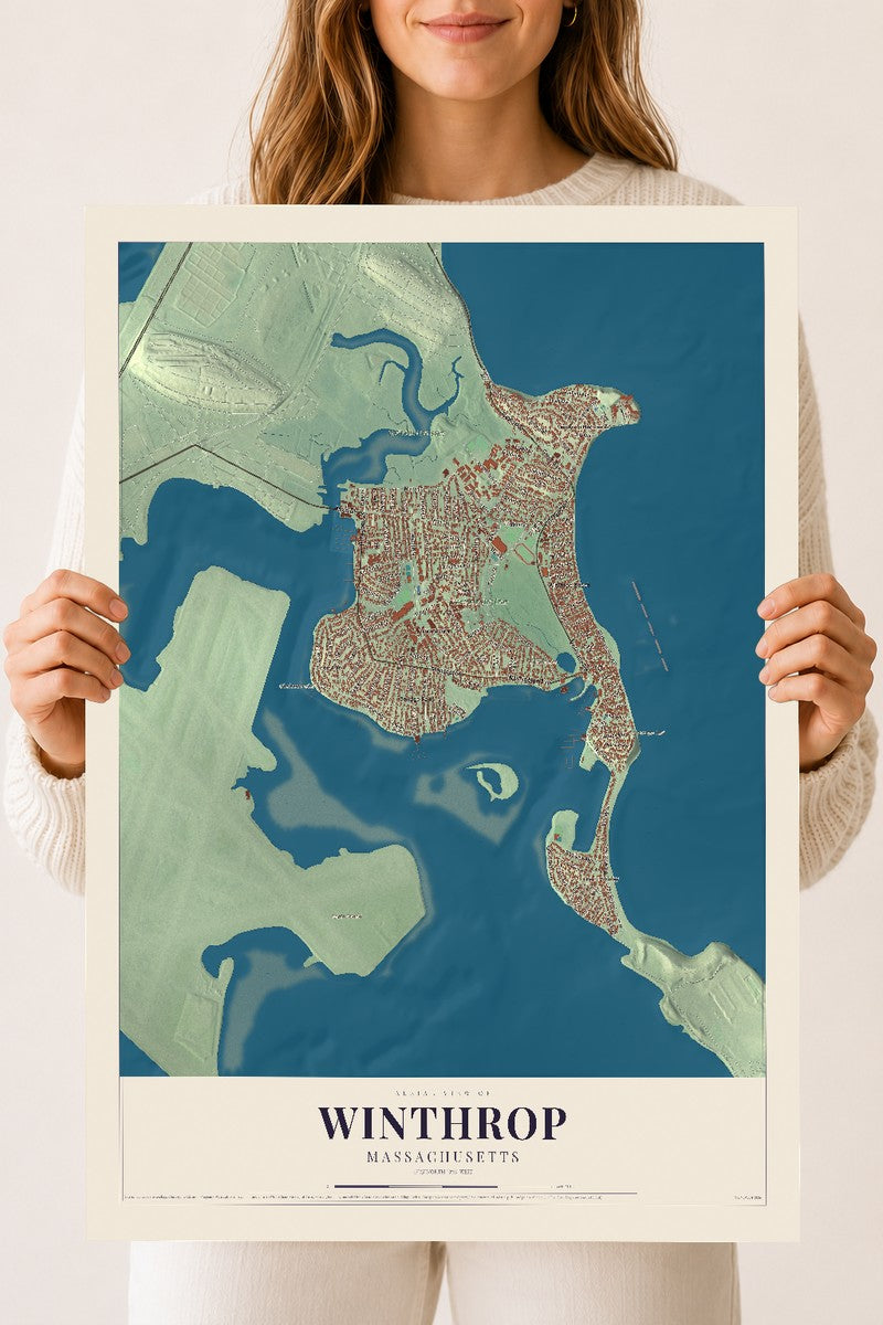 Winthrop, Massachusetts map print - 18 x 24 archival matte print