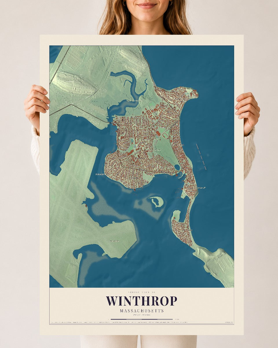 Winthrop, Massachusetts map print - 24 x 36 archival matte print