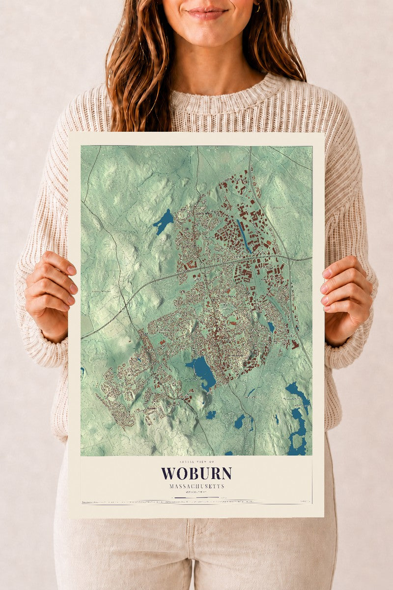 Woburn, Massachusetts map print - 12 x 18 archival matte print