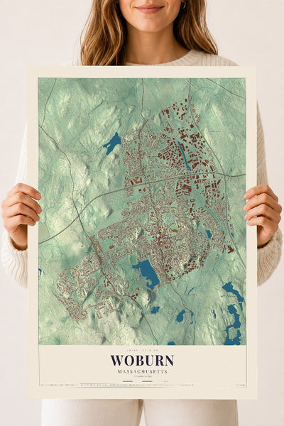 Woburn, Massachusetts map print - 18 x 24 archival matte print