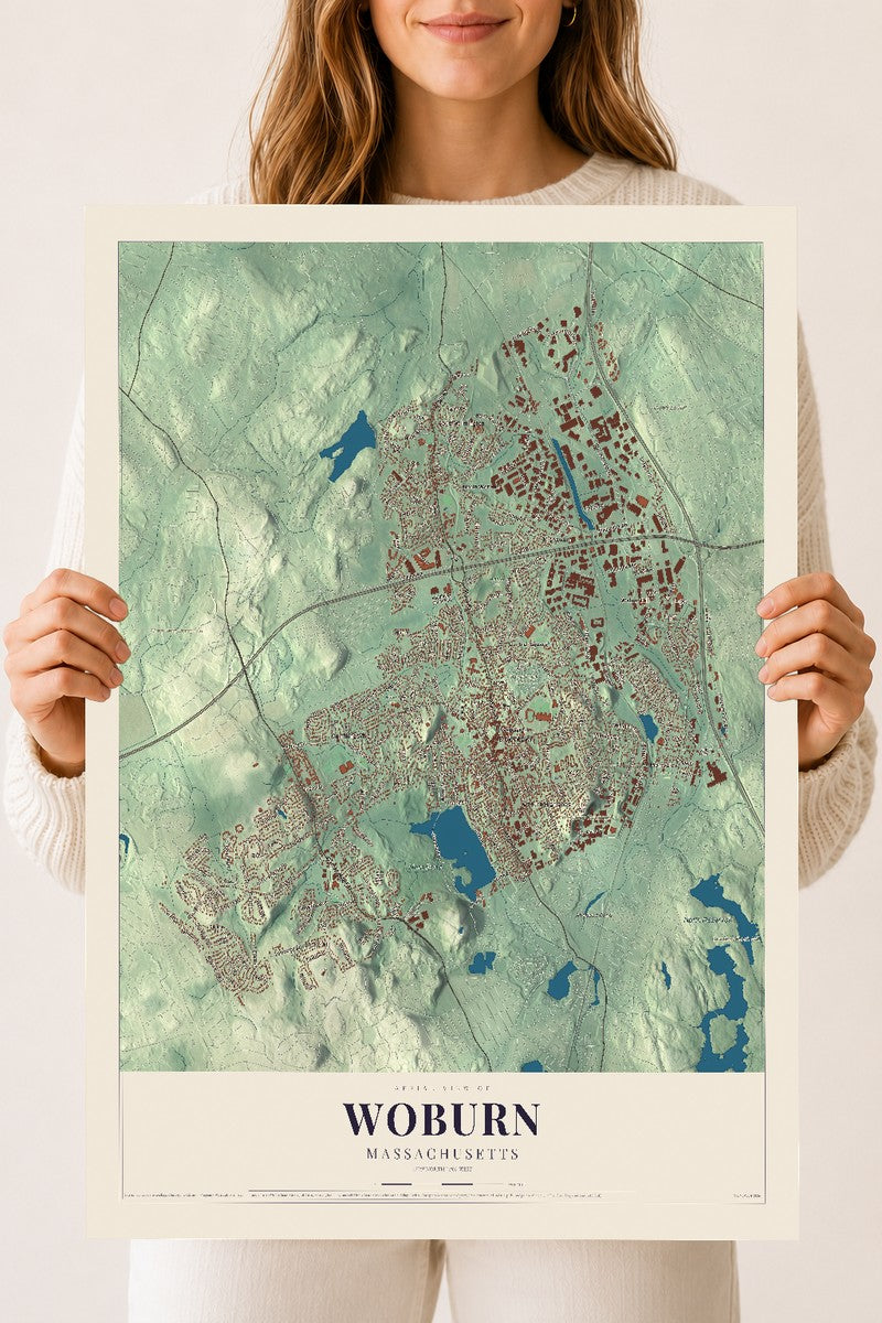 Woburn, Massachusetts map print - 18 x 24 archival matte print