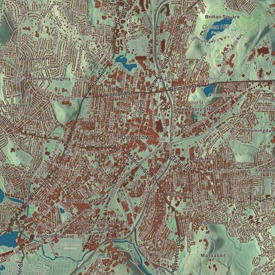 Street and neighborhood detail from the Worcester, Massachusetts map