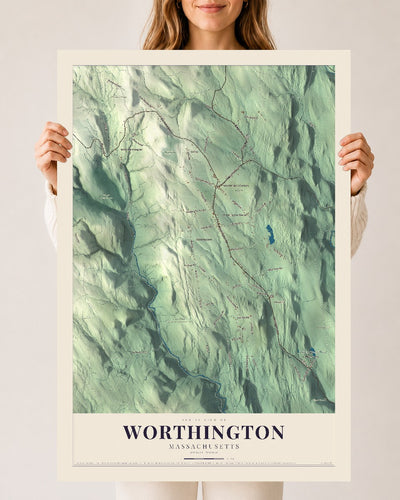 Worthington, Massachusetts map print - 24 x 36 archival matte print