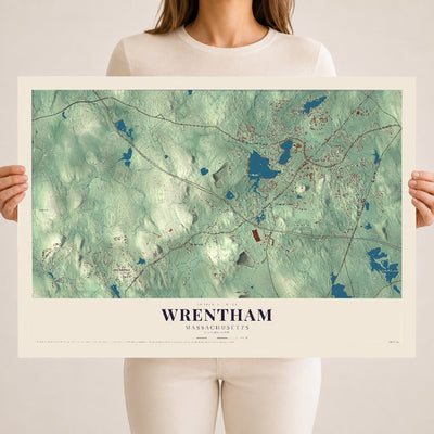Wrentham, Massachusetts map print - 18 x 24 archival matte print
