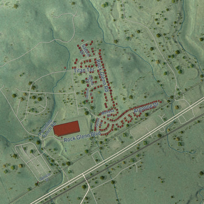 Second close-up of the map of Aberdeen, Maryland print showing more streets and buildings