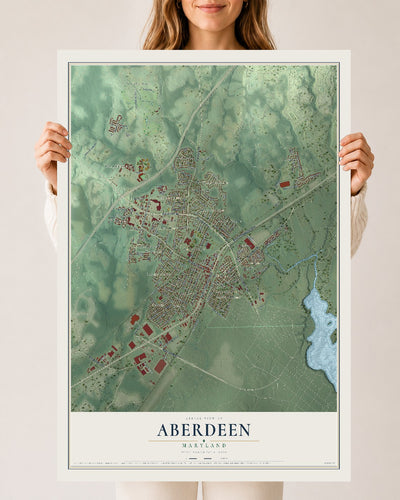 Map of Aberdeen, Maryland, 24 x 36 inch unframed archival matte print