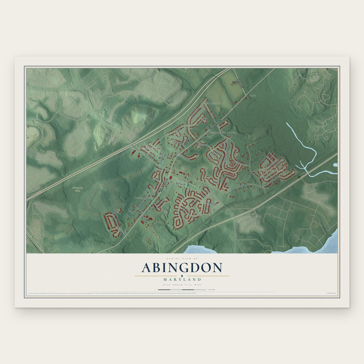 Abingdon, Maryland map print, the full design