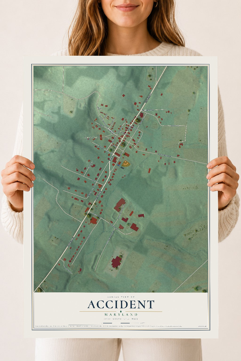 Map of Accident, Maryland, 18 x 24 inch unframed archival matte print