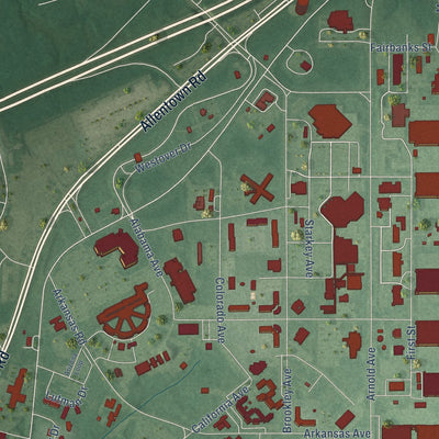 Close-up of the map of Andrews AFB, Maryland print showing street and building detail