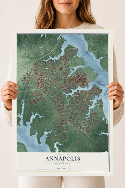 Map of Annapolis, Maryland, 18 x 24 inch unframed archival matte print