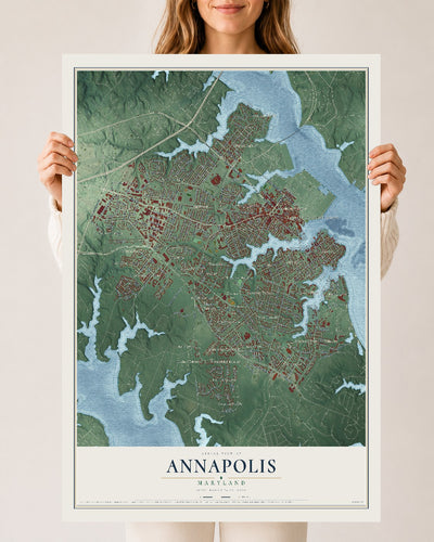 Map of Annapolis, Maryland, 24 x 36 inch unframed archival matte print