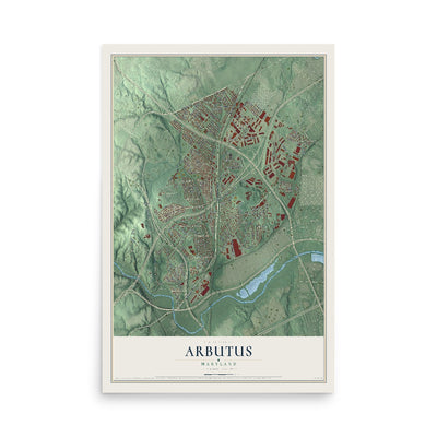 Map of Arbutus, Maryland, 12 x 18 inch unframed archival matte print