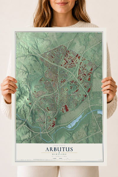 Map of Arbutus, Maryland, 18 x 24 inch unframed archival matte print